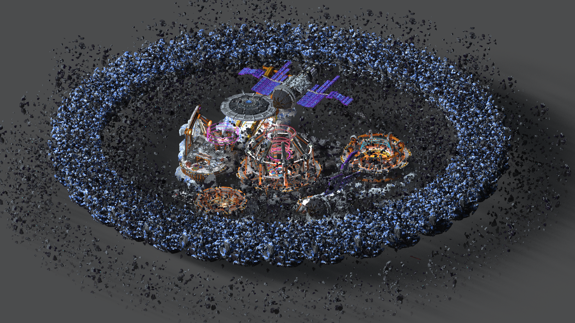 Space Station on Asteroids — render